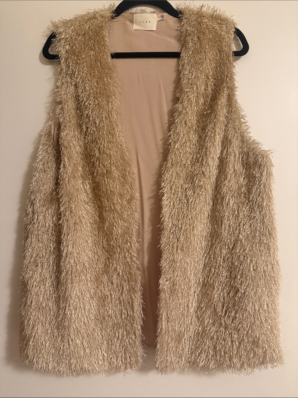 Lush Beige Open-Front Vest with Pockets